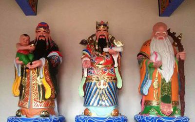 寺庙大型玻璃钢彩绘供奉的福禄寿雕塑