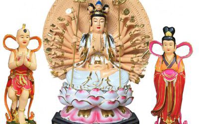 玻璃钢彩绘景区寺庙供奉菩萨观音雕塑