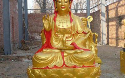 寺庙玻璃钢漆金菩萨观音雕塑