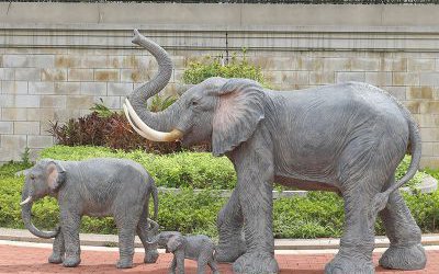 别墅景区玻璃钢仿真动物大象雕塑