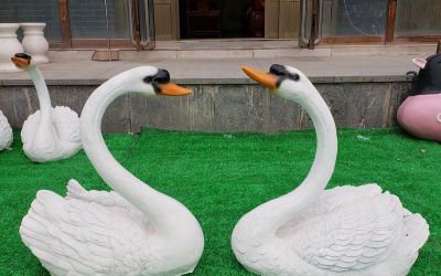 公园玻璃钢仿真天鹅雕塑