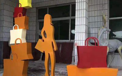 玻璃钢抽象购物女郎商场人物美陈摆件雕塑