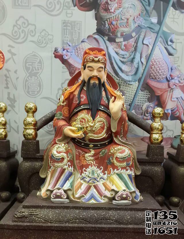 寺庙大型玻璃钢彩绘招财进宝财神雕塑 寺庙大型玻璃钢彩绘招财进宝财神雕塑