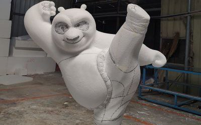 商场创意玻璃钢卡通功夫熊猫雕塑