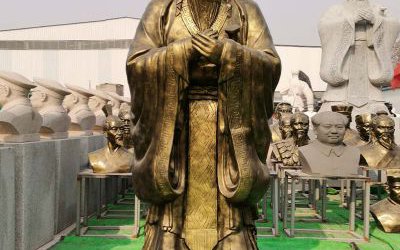 校园广场摆放玻璃钢仿铜孔子雕塑