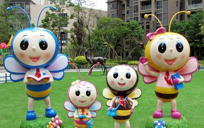 别墅小区玻璃钢卡通蜜蜂雕塑