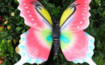 创意玻璃钢彩绘街道蝴蝶雕塑