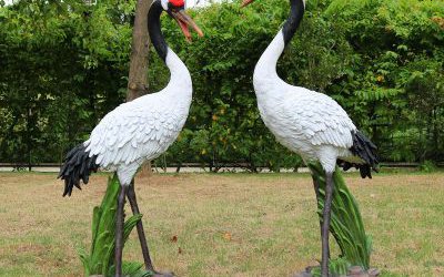 玻璃钢仿真动物户外园林景观仙鹤雕塑