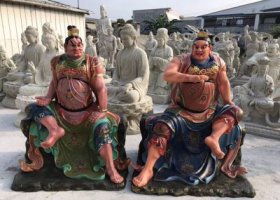 玻璃钢彩绘寺庙供奉佛像哼哈二将雕塑