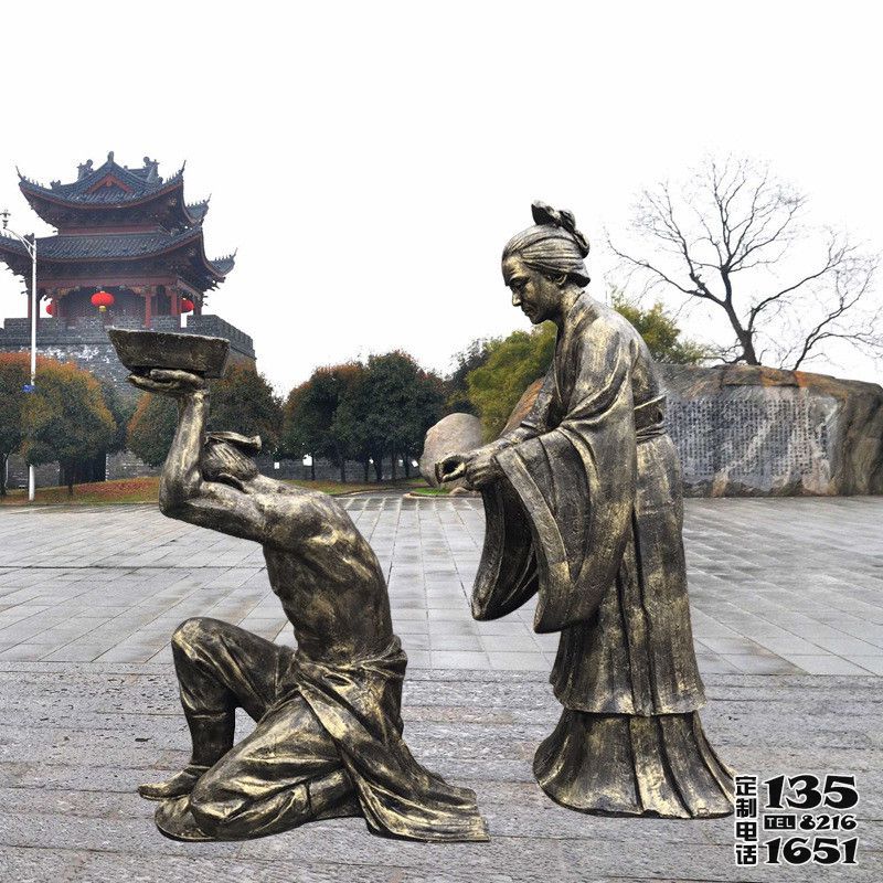 城市广场民俗典故故事玻璃钢仿铜岳母刺字雕塑 城市广场民俗典故故事玻璃钢仿铜岳母刺字雕塑