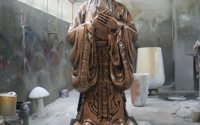 学院历史名人孔子玻璃钢仿铜雕塑