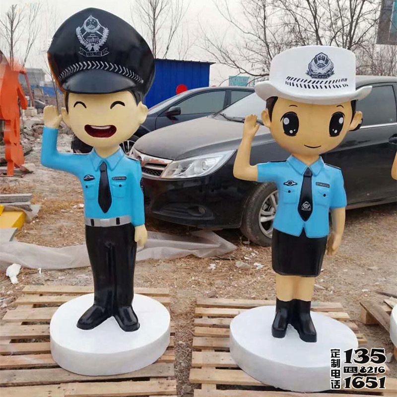 玻璃钢卡通人物人民警察雕塑 玻璃钢卡通人物人民警察雕塑