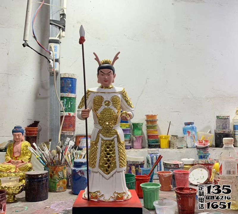 玻璃钢彩绘户外寺庙摆件龙王三太子敖丙雕塑 玻璃钢彩绘户外寺庙摆件龙王三太子敖丙雕塑