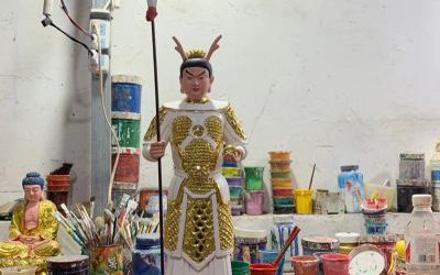 玻璃钢彩绘户外寺庙摆件龙王三太子敖丙雕塑