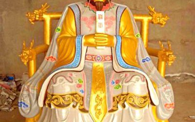 大型寺庙玻璃钢树脂彩绘龙王雕塑