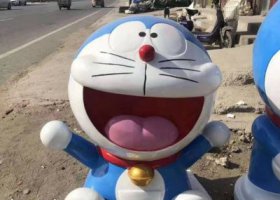 商场公园玻璃钢彩绘机器猫哆啦A梦雕塑