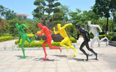 校园体育广场户外玻璃钢抽象跑步运动人物雕塑