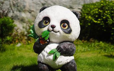 广场花园竹子园林彩绘仿真玻璃钢熊猫雕塑