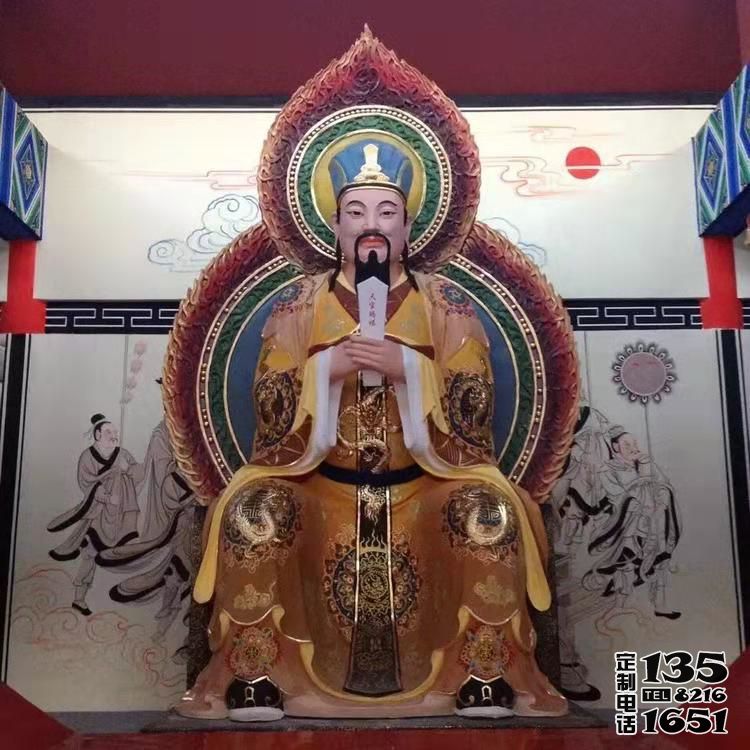 大型寺庙仿真玻璃钢彩绘判官雕塑