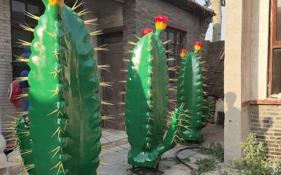 城市花园广场摆放玻璃钢仿真植物仙人掌景观雕塑