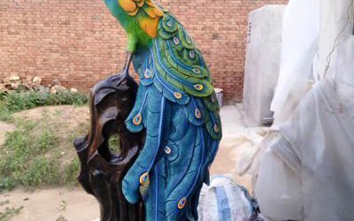 商场景区玻璃钢彩绘仿真动物孔雀雕塑