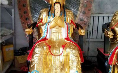 玻璃钢彩绘地官寺庙地官雕塑