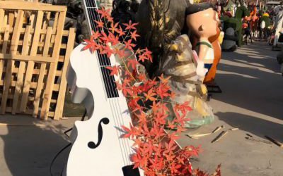 户外创意玻璃钢仿真白色大提琴雕塑