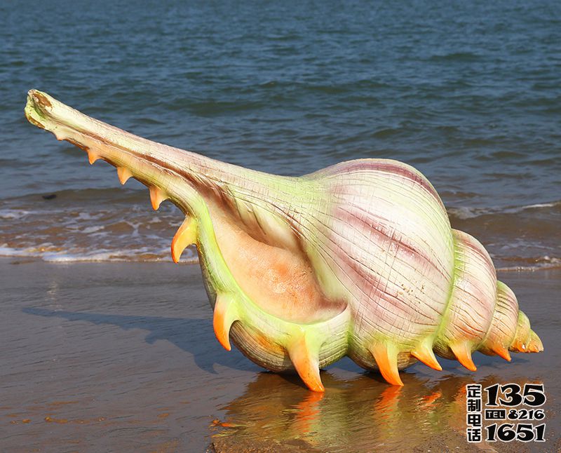 海边广场摆放的玻璃钢彩绘仿真海螺雕塑 海边广场摆放的玻璃钢彩绘仿真海螺雕塑