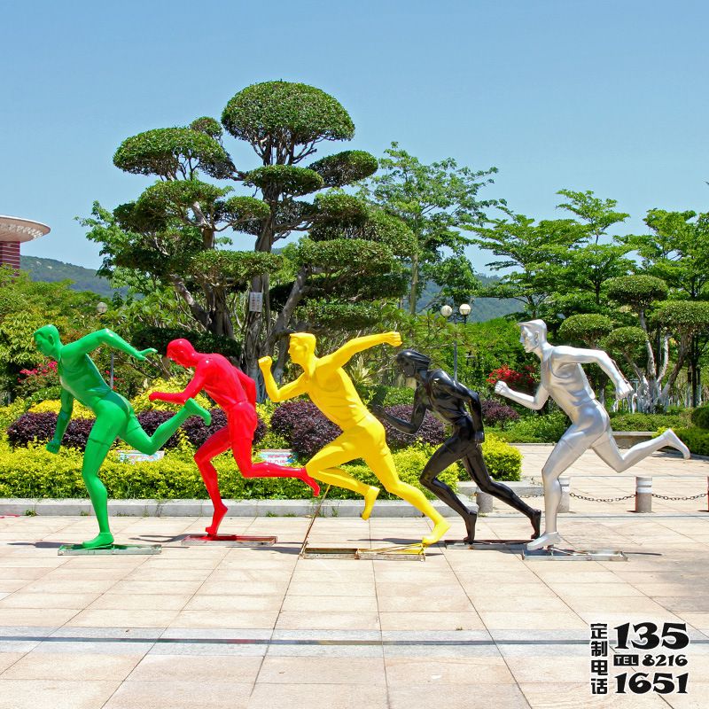 户外抽象人物玻璃钢 体育广场跑步运动景观摆件雕塑
