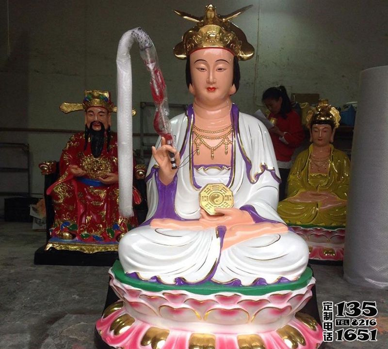 玻璃钢彩绘寺庙景区蚕神娘娘雕塑 玻璃钢彩绘寺庙景区蚕神娘娘雕塑