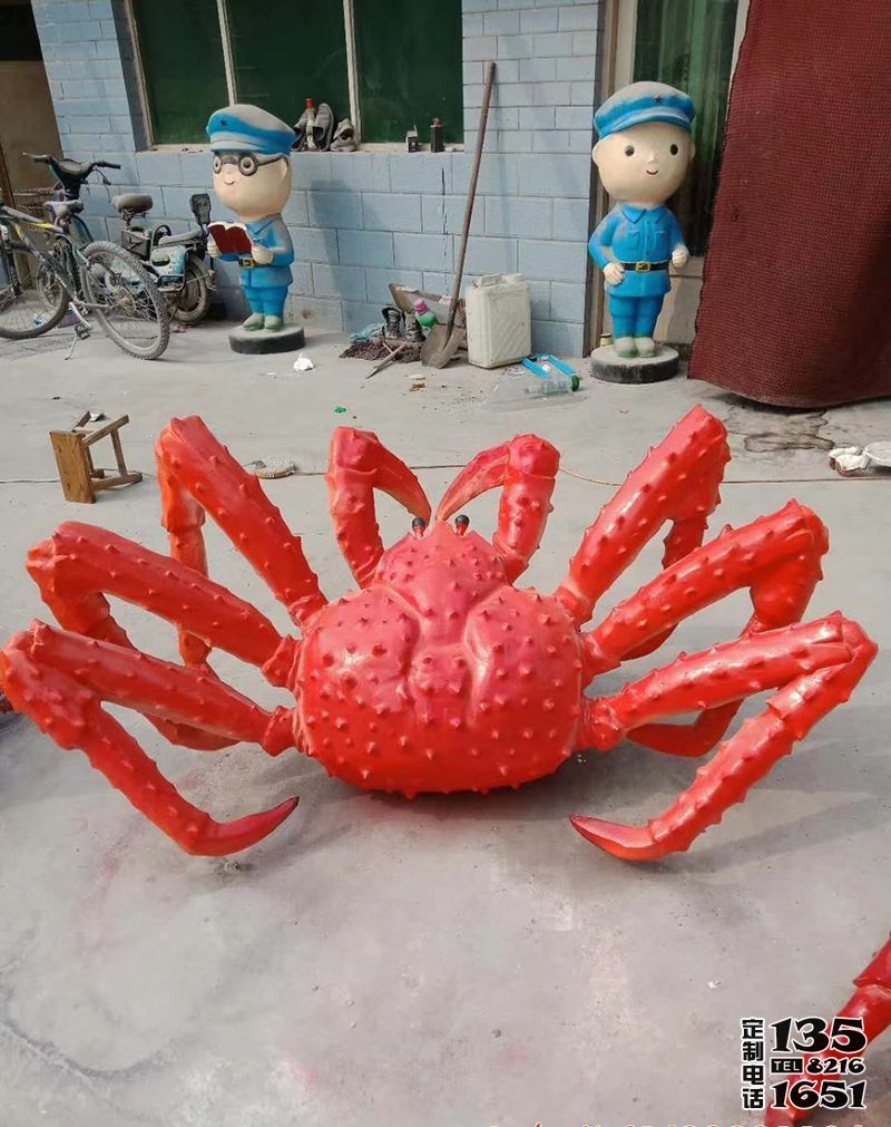 海鲜市场玻璃钢大型仿真螃蟹雕塑 海鲜市场玻璃钢大型仿真螃蟹雕塑
