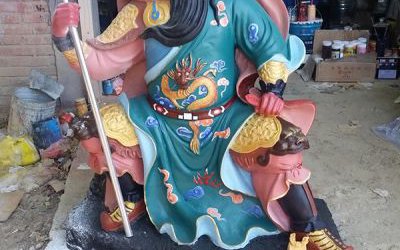 玻璃钢彩绘寺庙大型关公雕塑