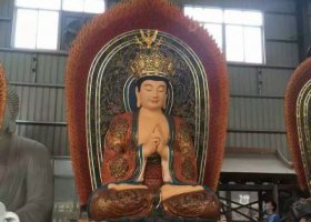 景区寺庙大型玻璃钢佛像三圣雕塑