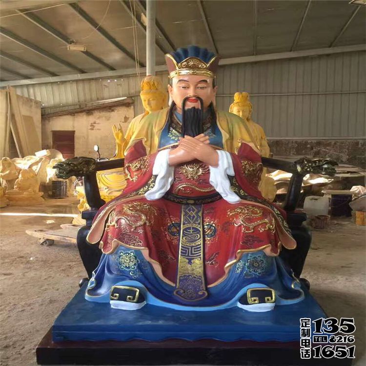 大型玻璃钢树脂彩绘寺庙供奉三官雕塑 大型玻璃钢树脂彩绘寺庙供奉三官雕塑