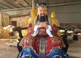大型玻璃钢树脂彩绘寺庙供奉三官雕塑