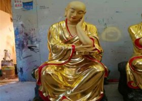 玻璃钢彩绘漆金大型景观十八罗汉雕塑