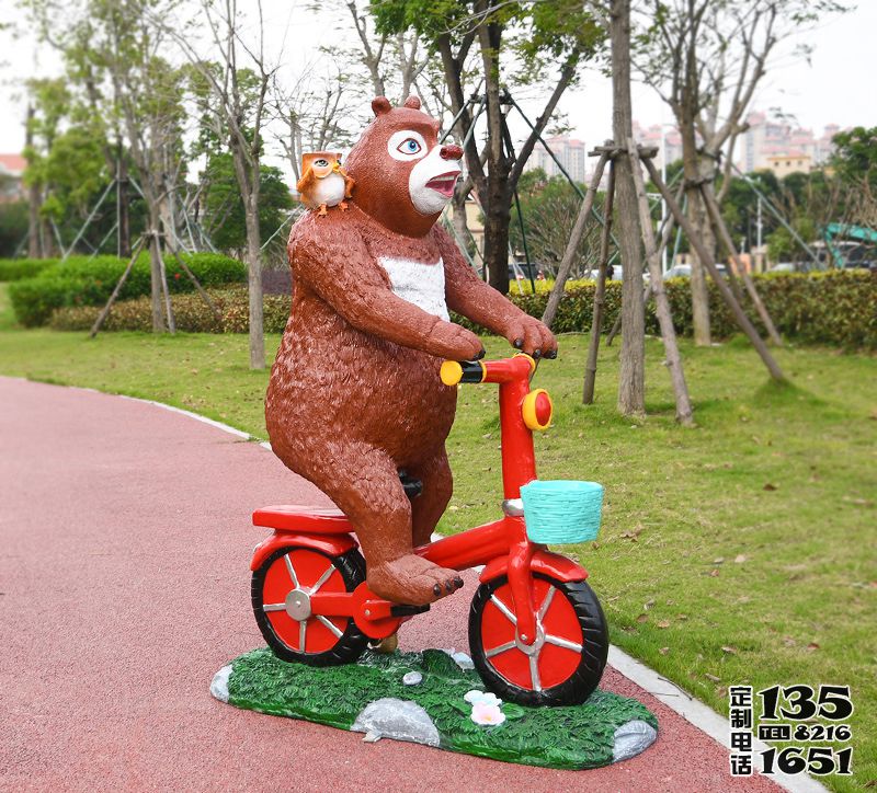 游乐场玻璃钢卡通熊出没熊大雕塑 游乐场玻璃钢卡通熊出没熊大雕塑