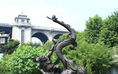 广场花园摆放大禹治水玻璃钢仿铜雕塑