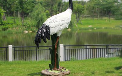 草坪装饰品摆件玻璃钢仿真仙鹤雕塑