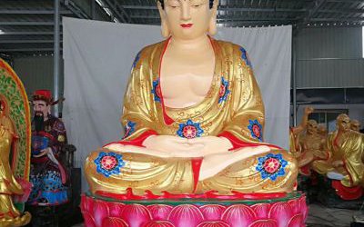 寺庙佛堂玻璃钢释迦牟尼彩绘如来佛祖雕塑