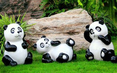 学校小区公园广场卡通熊猫玻璃钢雕塑