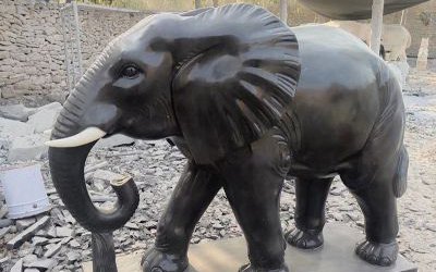 公园景区玻璃钢仿铜大象雕塑