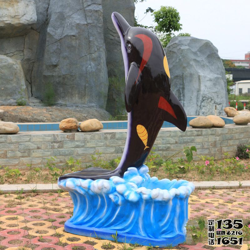 游乐场户外玻璃钢雕塑 海洋动物卡通海豚雕塑