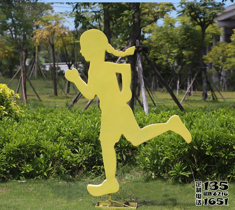 公园剪影抽象玻璃钢跑步人物雕塑