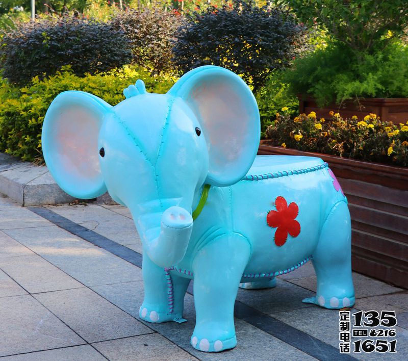 玻璃钢卡通大象动物休闲座椅雕塑小区园林景观装饰摆件