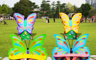 玻璃钢彩绘创意户外园林蝴蝶雕塑
