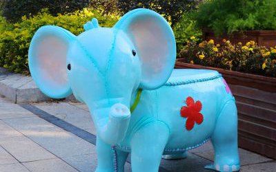 玻璃钢卡通大象动物休闲座椅雕塑小区园林景观装饰摆件