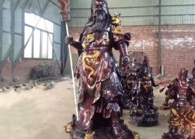 玻璃钢仿铜创意寺庙景区供奉佛像景观关公雕塑
