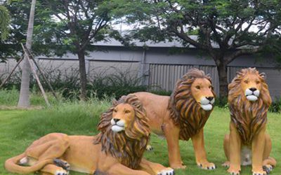 户外草坪玻璃钢仿真狮子雕塑