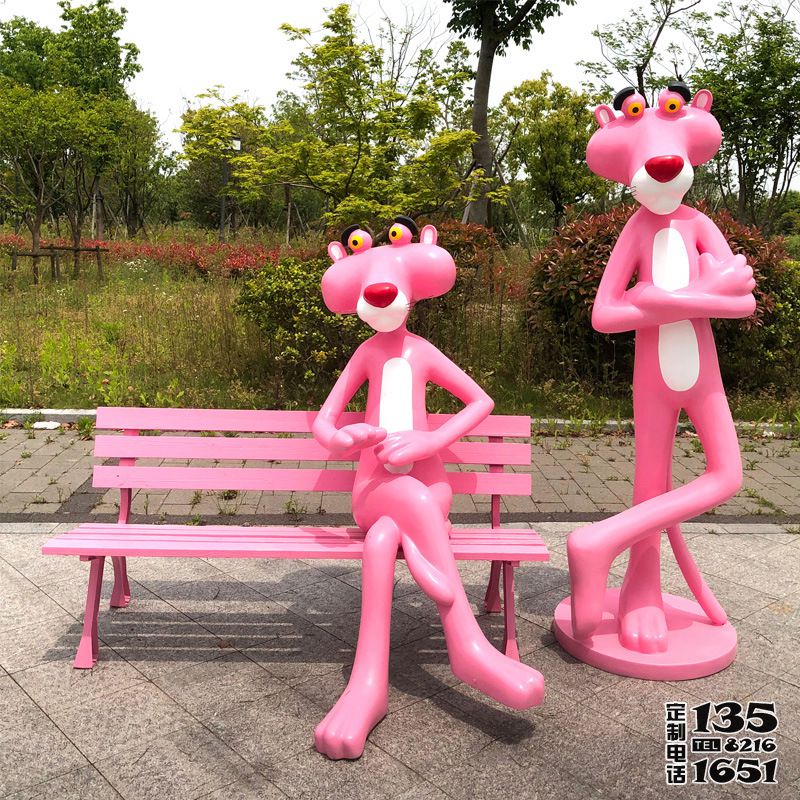 商场海豹玻璃钢卡通粉红豹雕塑